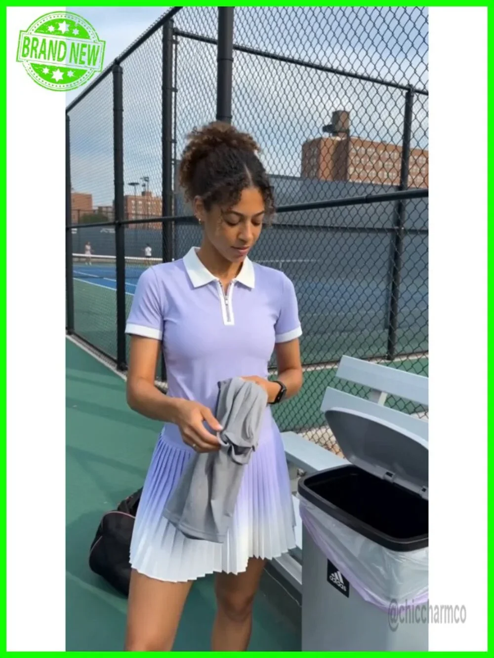 2 Piece Tennis Skort Set with Built-in Shorts, Pleated A-Line, Zipper Polo Top,